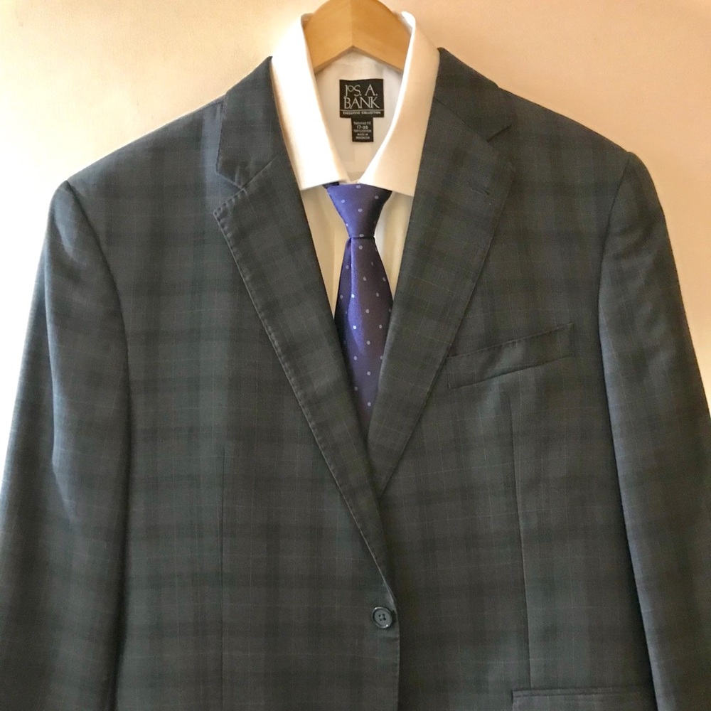 Jos A Bank Grey Plaid Suit
